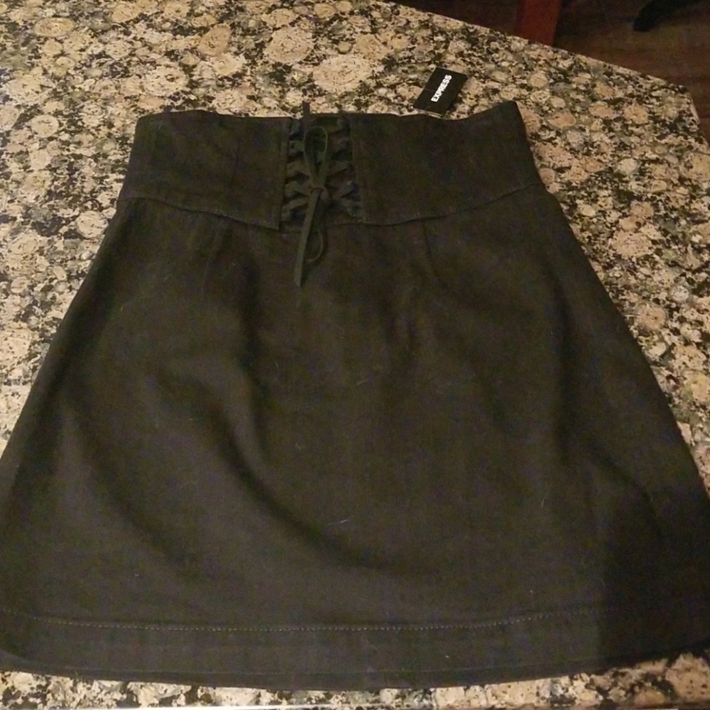 Express corset front waist black stretch skir